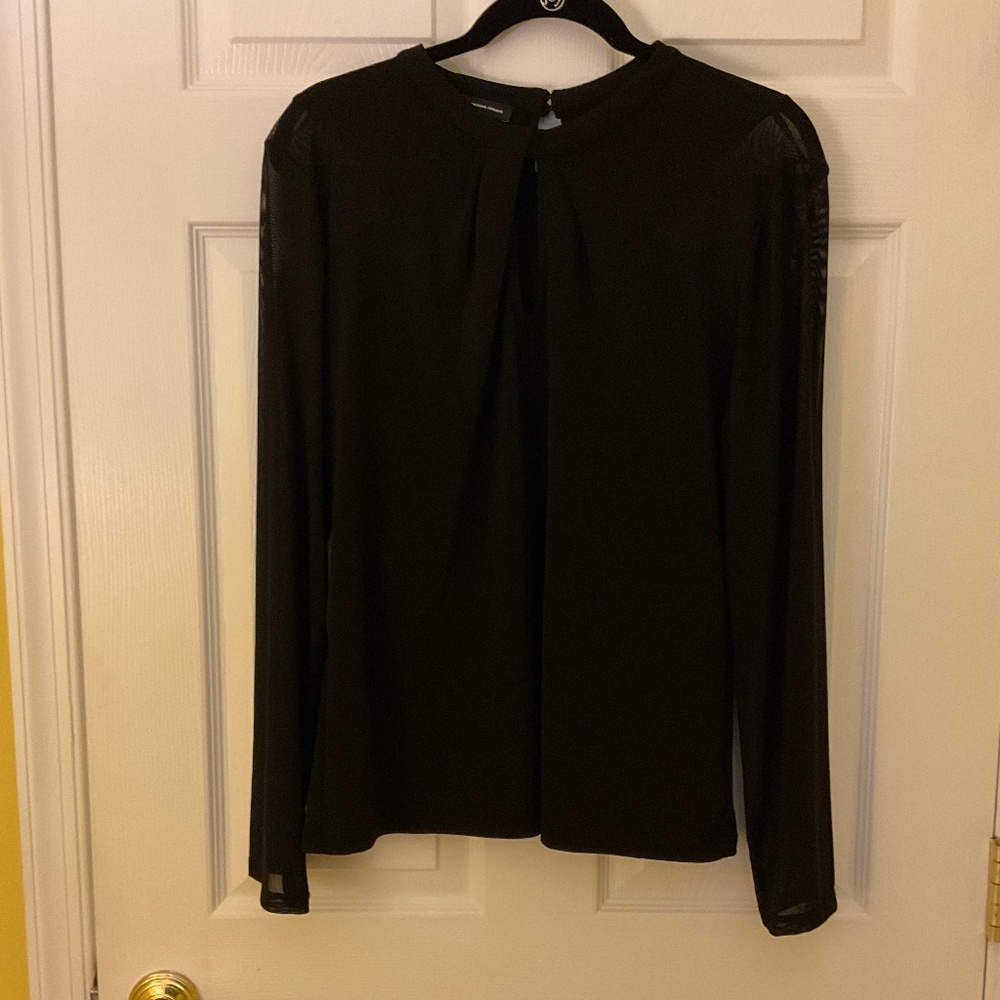 INC LADIES DRESSY BLACK TOP. SIZE L.  EXCELLENT CONDITION! LONG  SHEER SLEEVES.